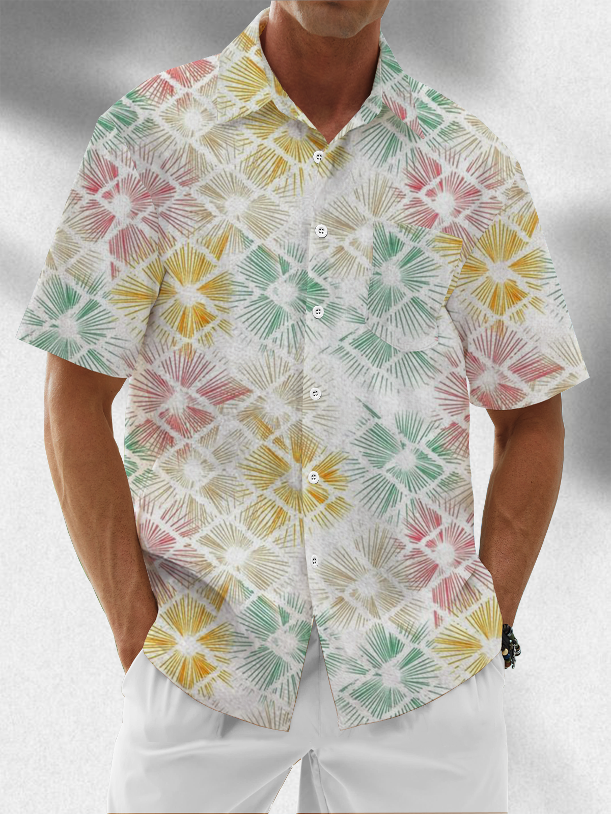 Moisture Wicking Floral Chest Pocket Casual Hawaiian Shirt