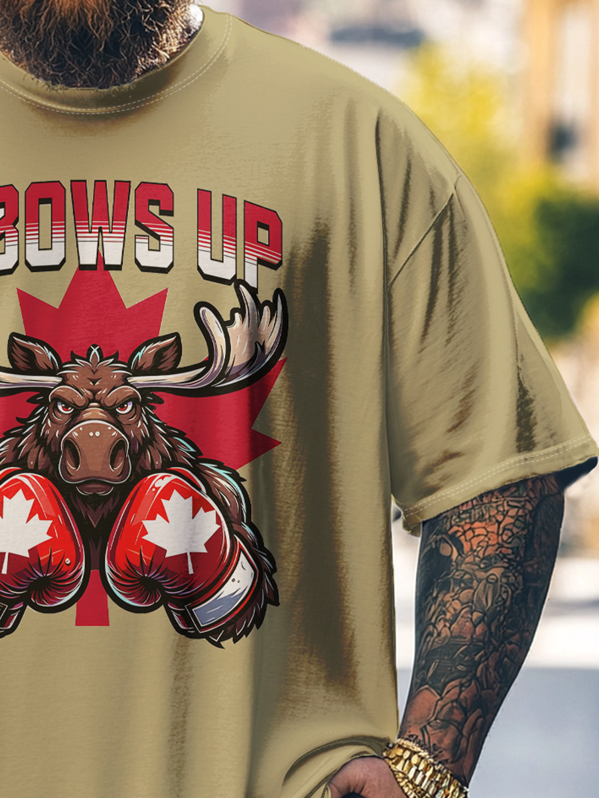 Big Size Men's Canada Day "ELBOWS UP" Loose T-shirt