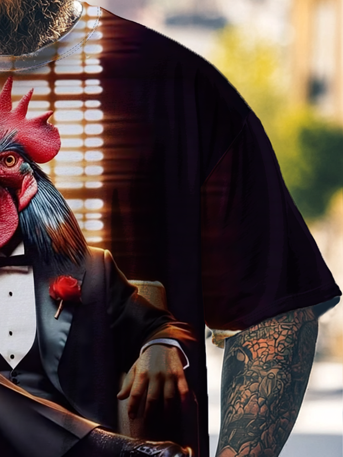 Big Size Men's Chicken Godfather Loose T-shirt