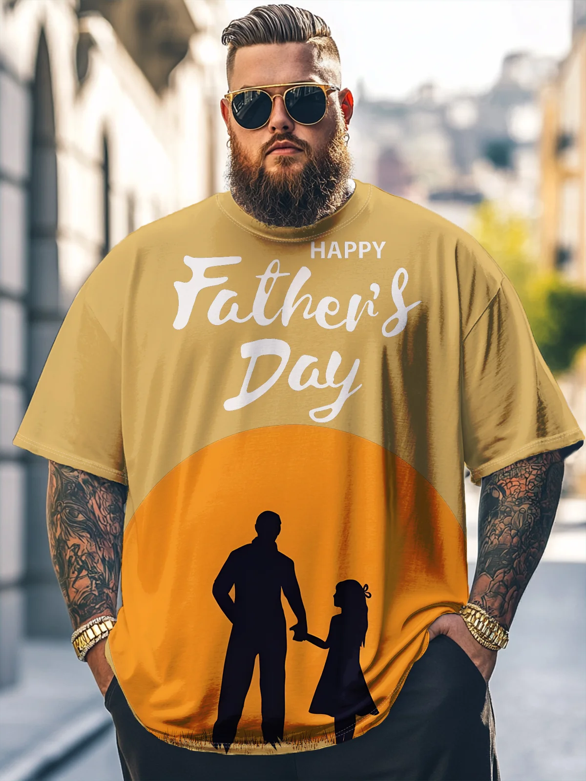 Big Size Men's Happy Father's Day Loose T-shirt