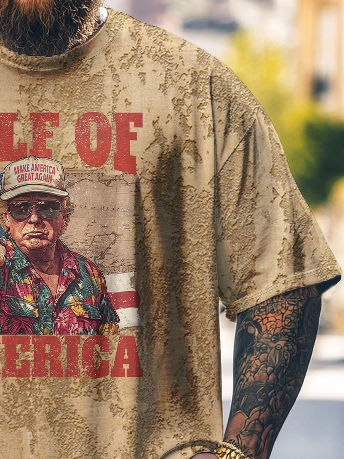 Big Size Men's American Bay Fun Trump Avant-garde Loose T-shirt
