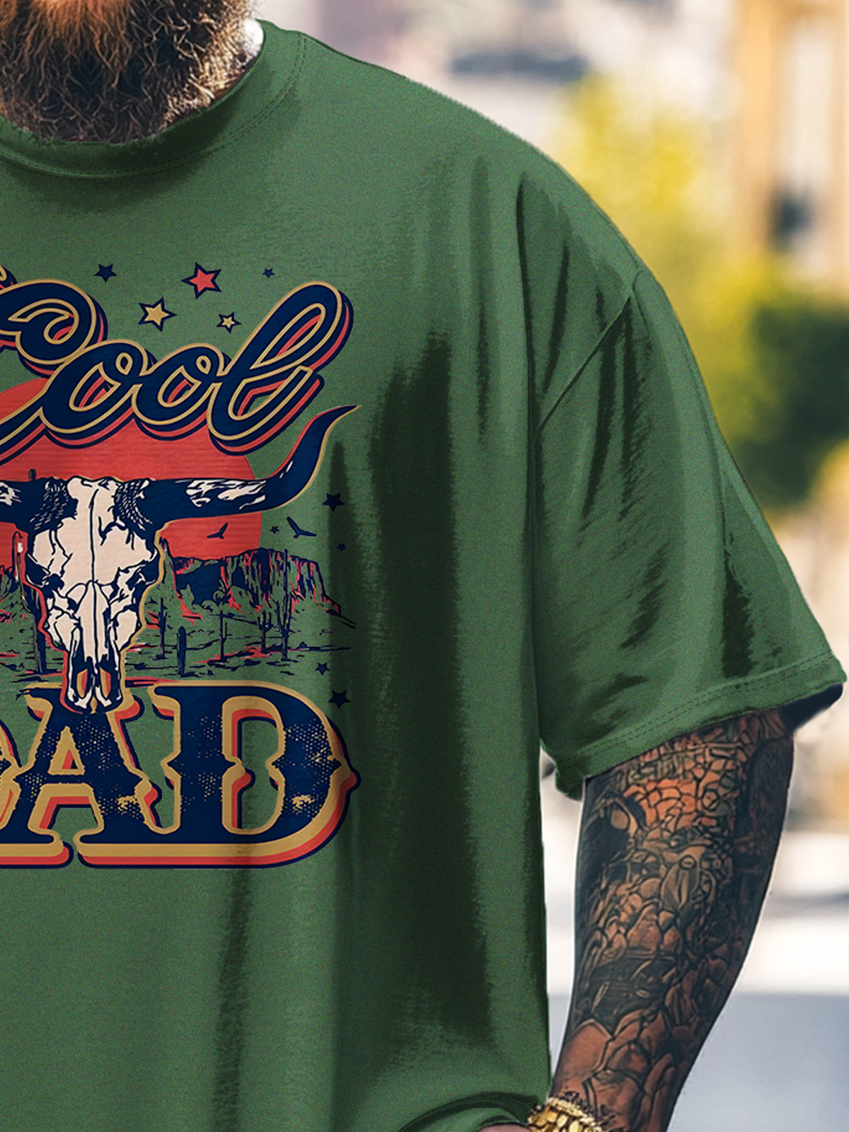 Big Size Men's Cool Dad Art Loose T-shirt