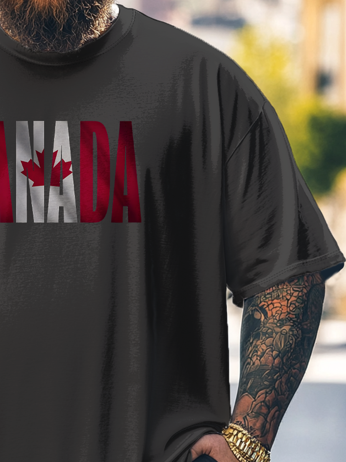 Big Size Men's Canada Day Word Art Loose T-shirt