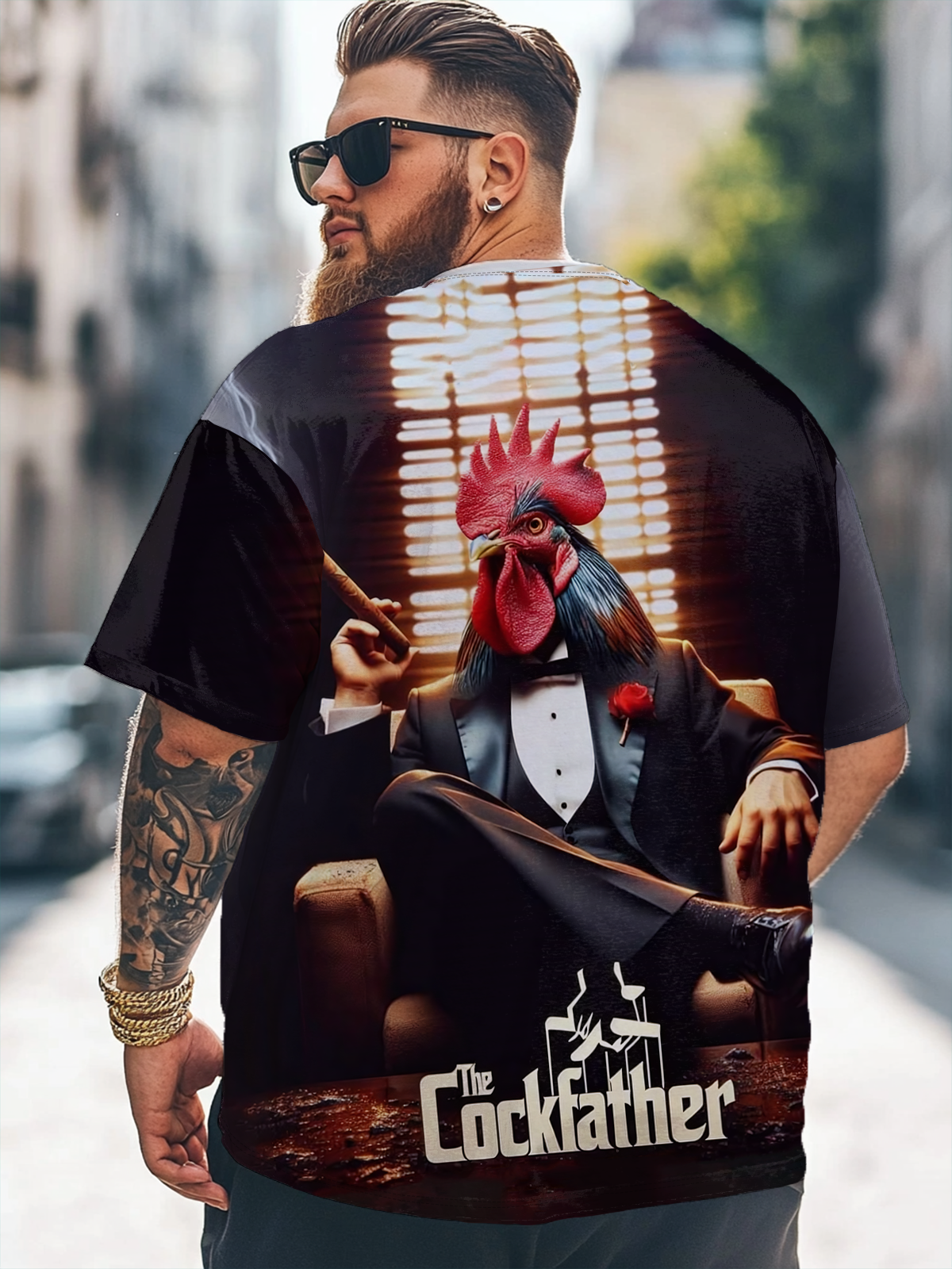 Big Size Men's Chicken Godfather Loose T-shirt