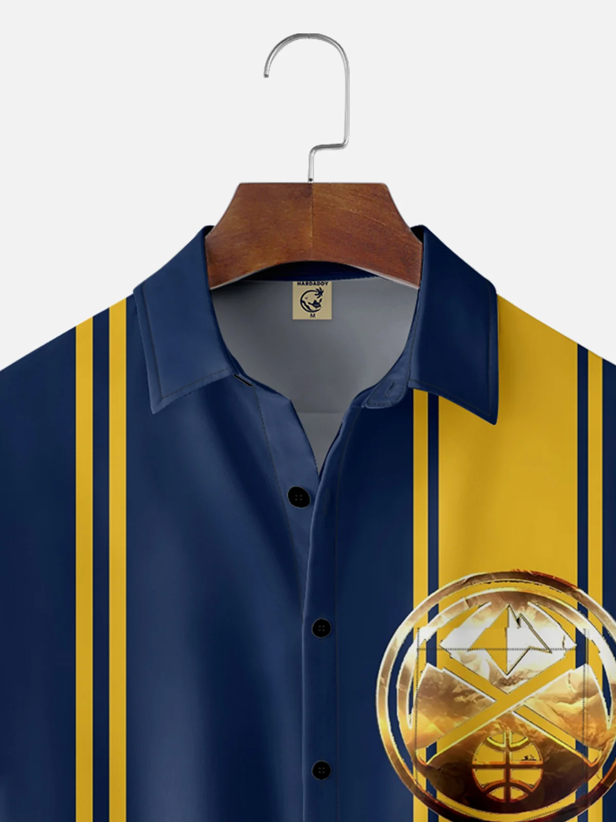 Moisture-wicking USA Basketball Denver Nuggets Art Abstract Chest Pocket Bowling Shirt