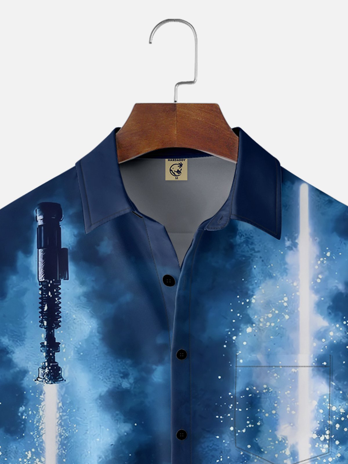 Moisture-wicking Fun and Avant-garde Laser Sword Star Art Wars Chest Pocket Bowling Shirt