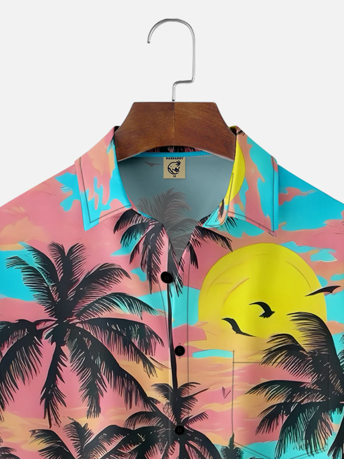 Moisture-wicking Coconut Tree Bird Chest Pocket Hawaiian Shirt