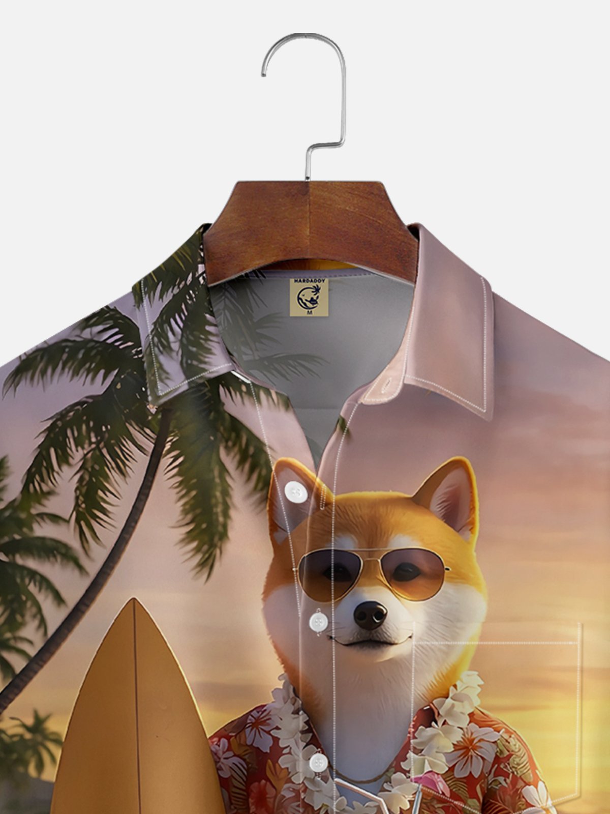 Moisture-wicking Shiba Inu Beach Vacation Fun Chest Pocket Hawaiian Shirt