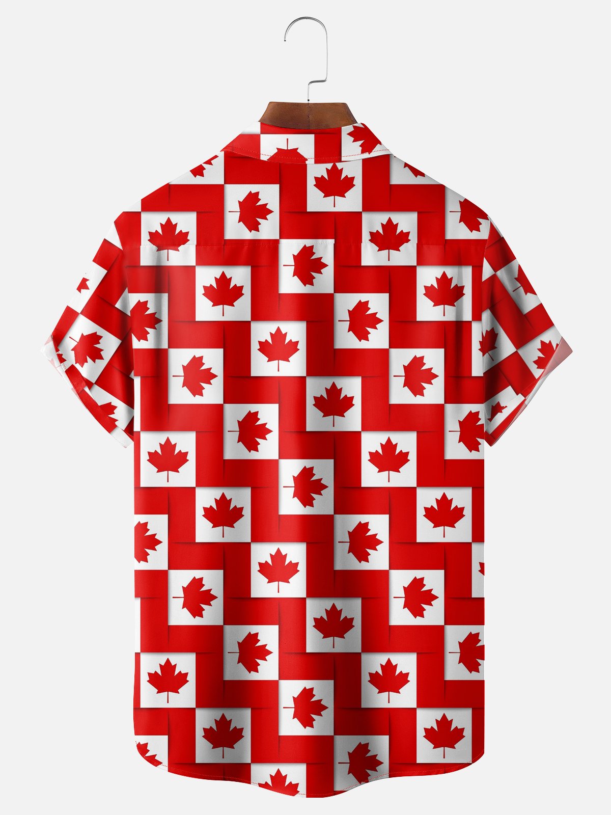 Moisture-wicking Canada Day Maple Leaf Plaid Chest Pocket Casual Shirt