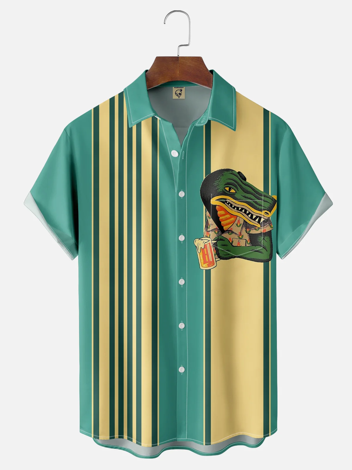 Moisture Wicking Beer Gator Chest Pocket Bowling Shirt