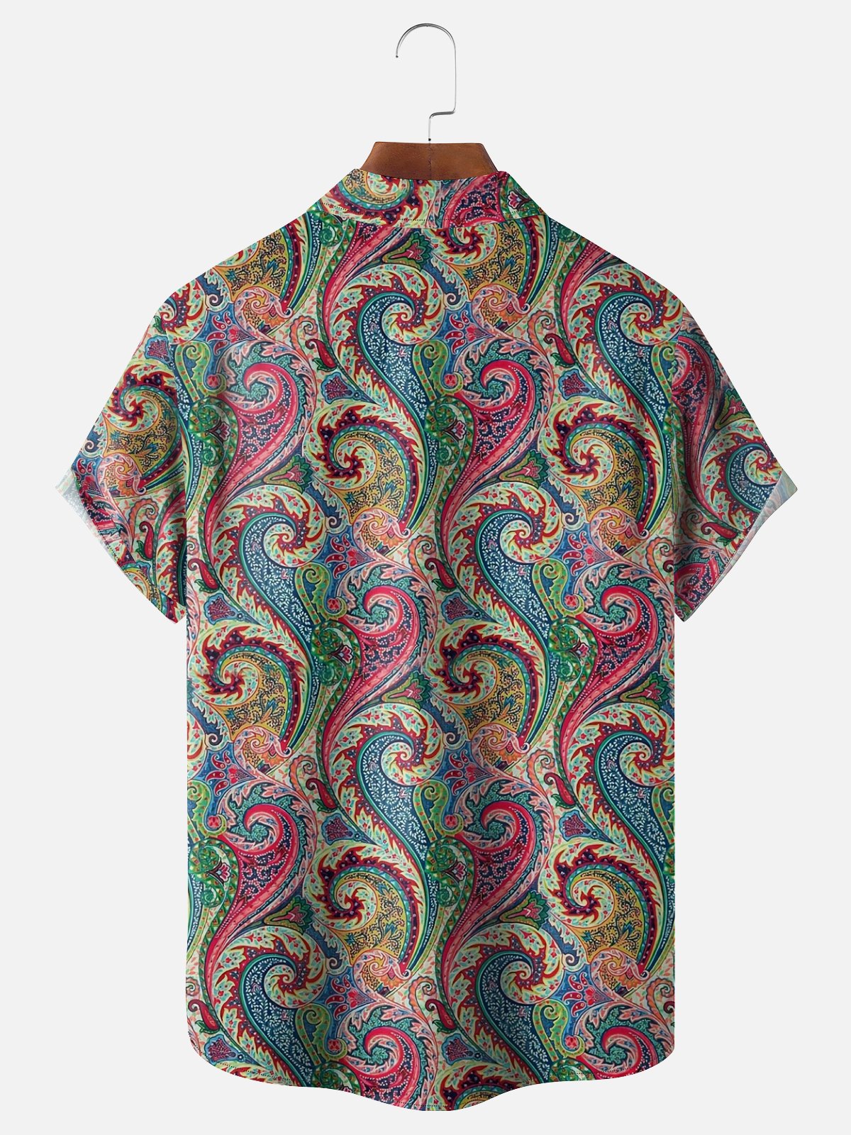 Moisture-wicking Floral Paisley Chest Pocket Hawaiian Shirt