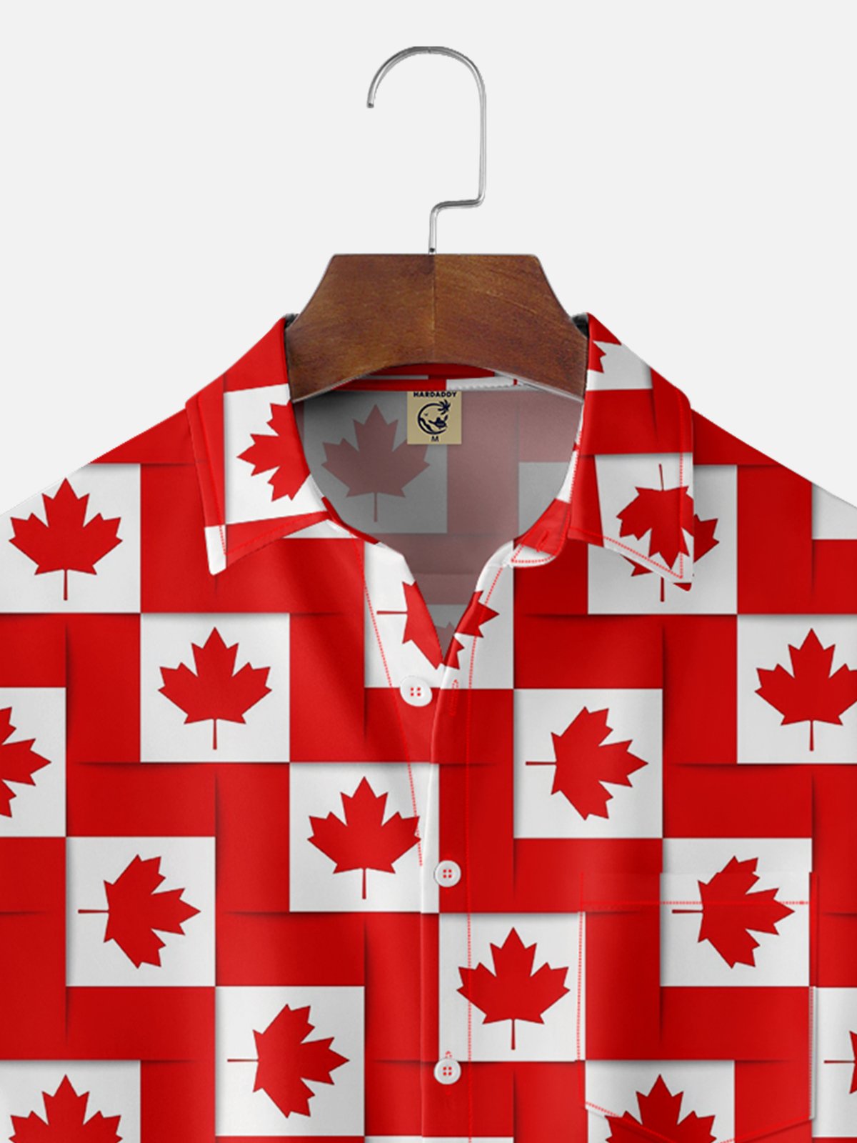 Moisture-wicking Canada Day Maple Leaf Plaid Chest Pocket Casual Shirt