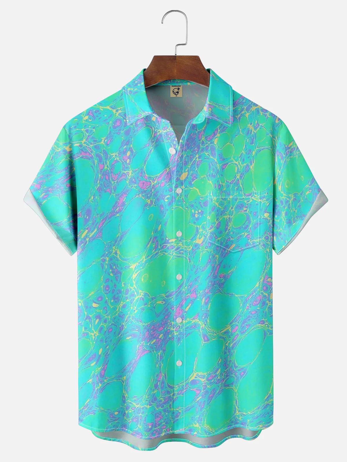 Moisture-wicking Artistic Abstract Water Ripples Chest Pocket Casual Shirt
