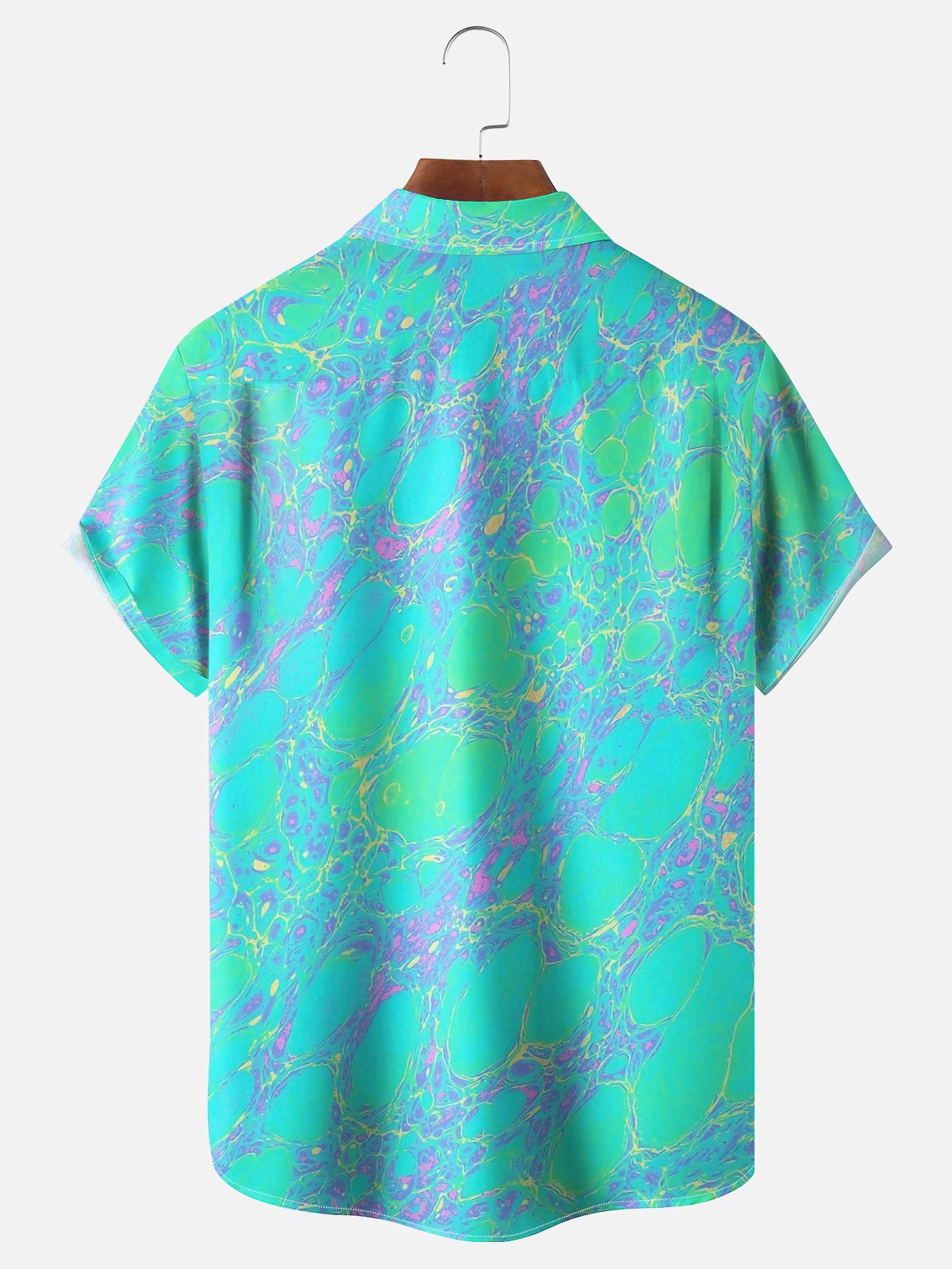 Moisture-wicking Artistic Abstract Water Ripples Chest Pocket Casual Shirt