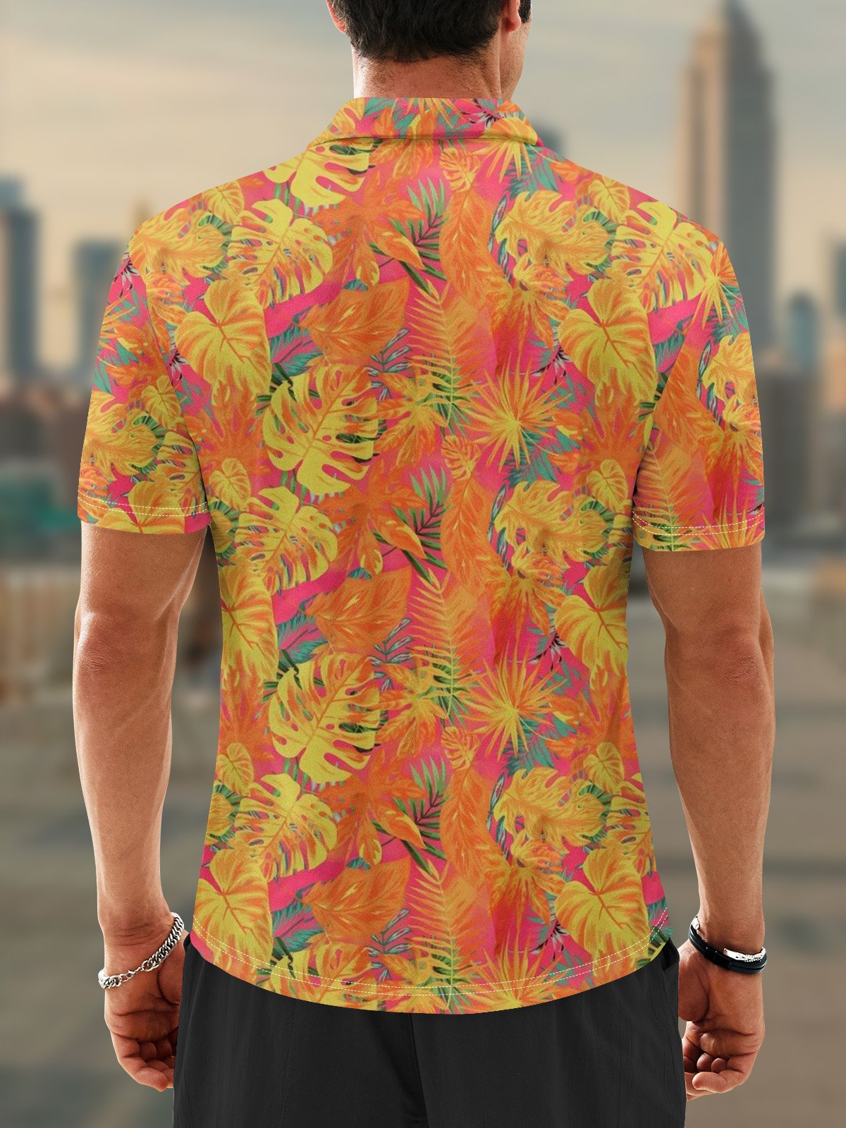 Moisture Wicking Hawaiian Coconut Tree Flowers Golf Polo