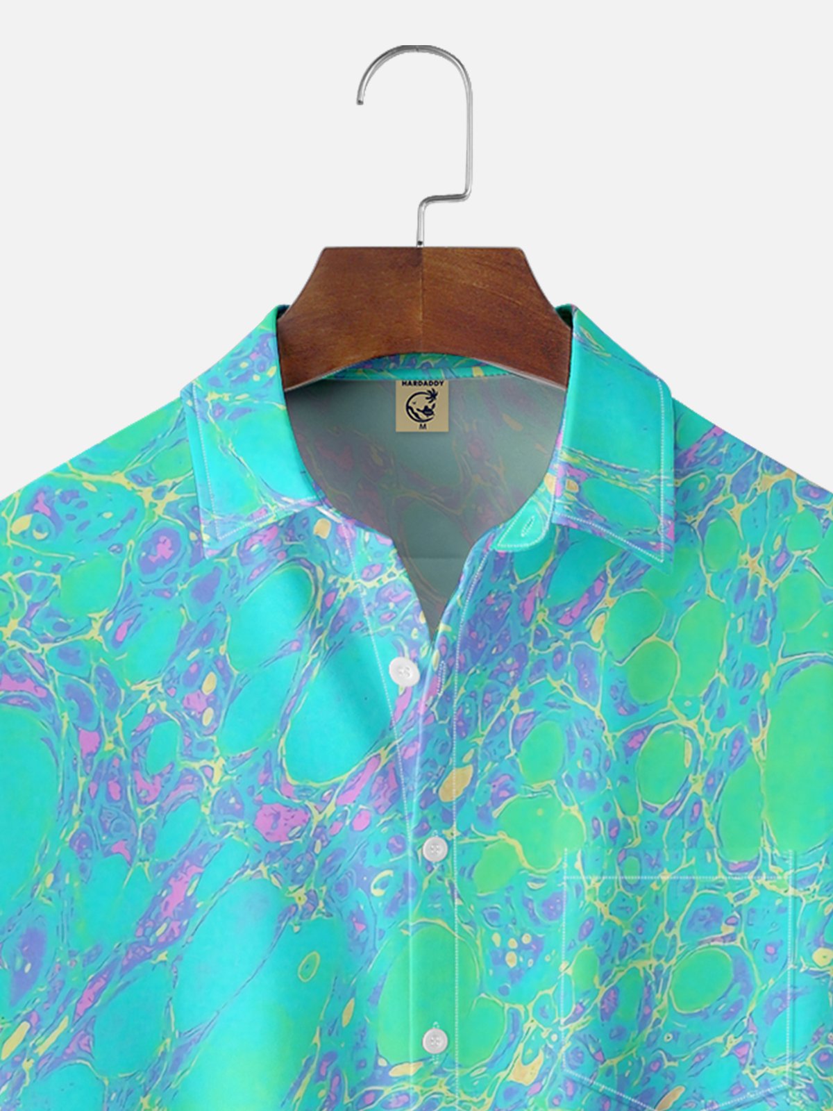 Moisture-wicking Artistic Abstract Water Ripples Chest Pocket Casual Shirt
