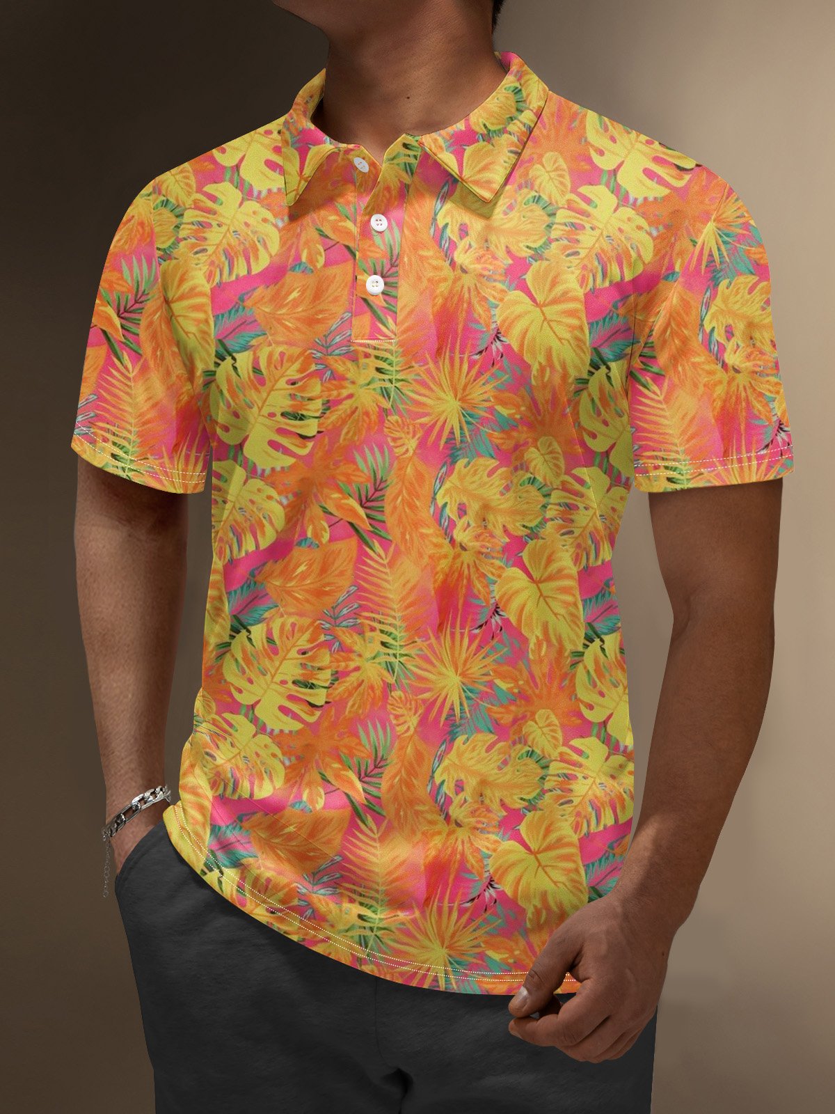 Moisture Wicking Hawaiian Coconut Tree Flowers Golf Polo