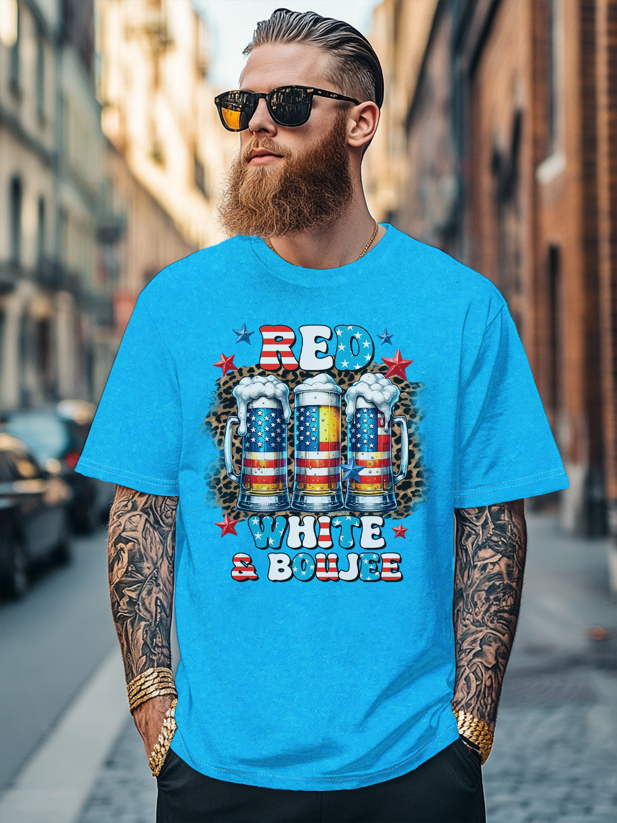 Men's Independence Day Beer Art Fitted T-shirts