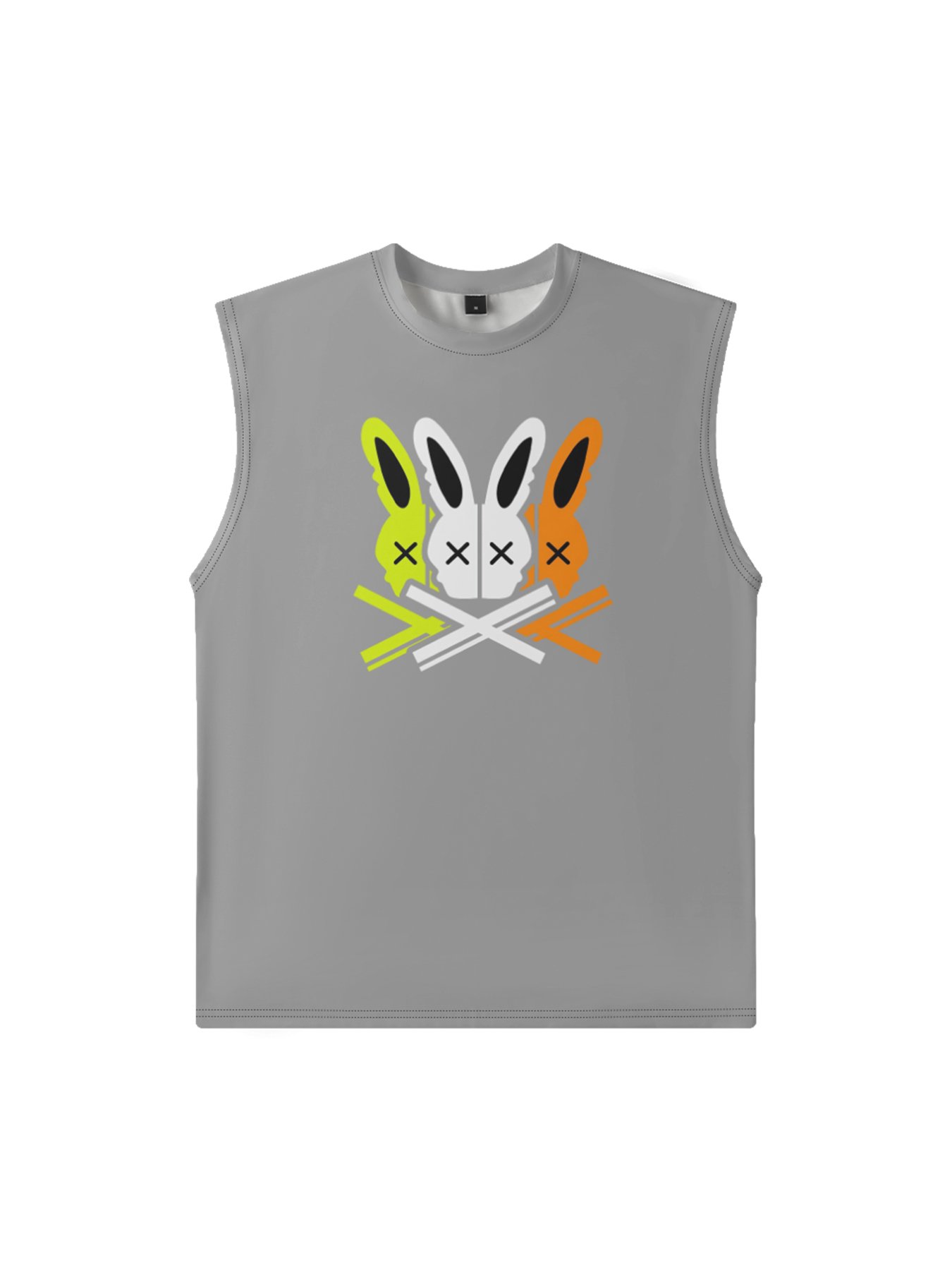 Mens Crewneck Tank Tops Rabbit Beach Sleeveless Shirt