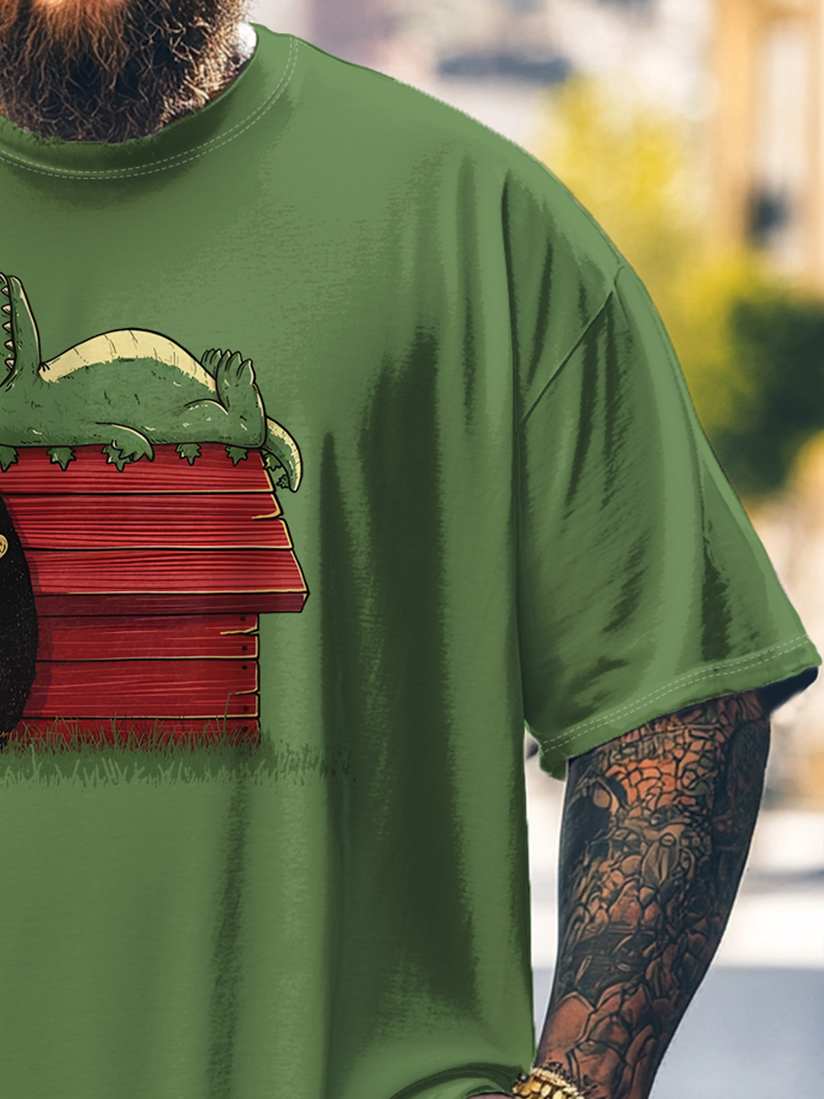 Big Size Men's Funny Godzilla and King Kong Loose T-shirt