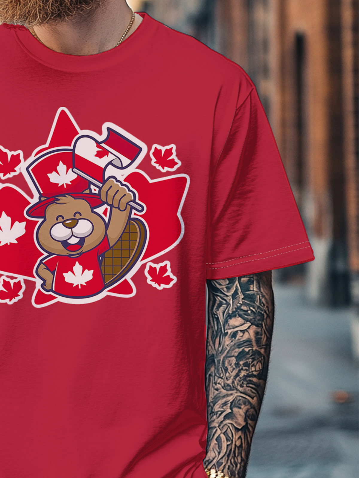Men's Happy Canada Day Maple Leaf Fitted T-shirts
