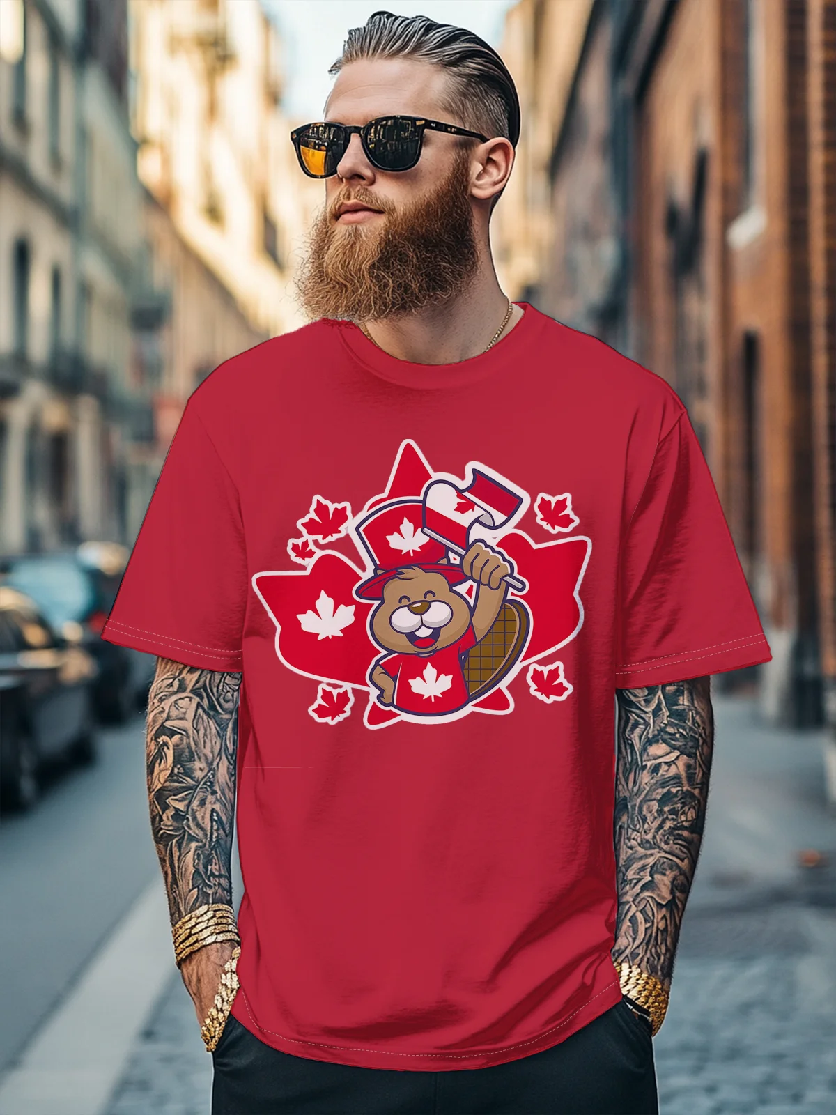 Men's Happy Canada Day Maple Leaf Fitted T-shirts