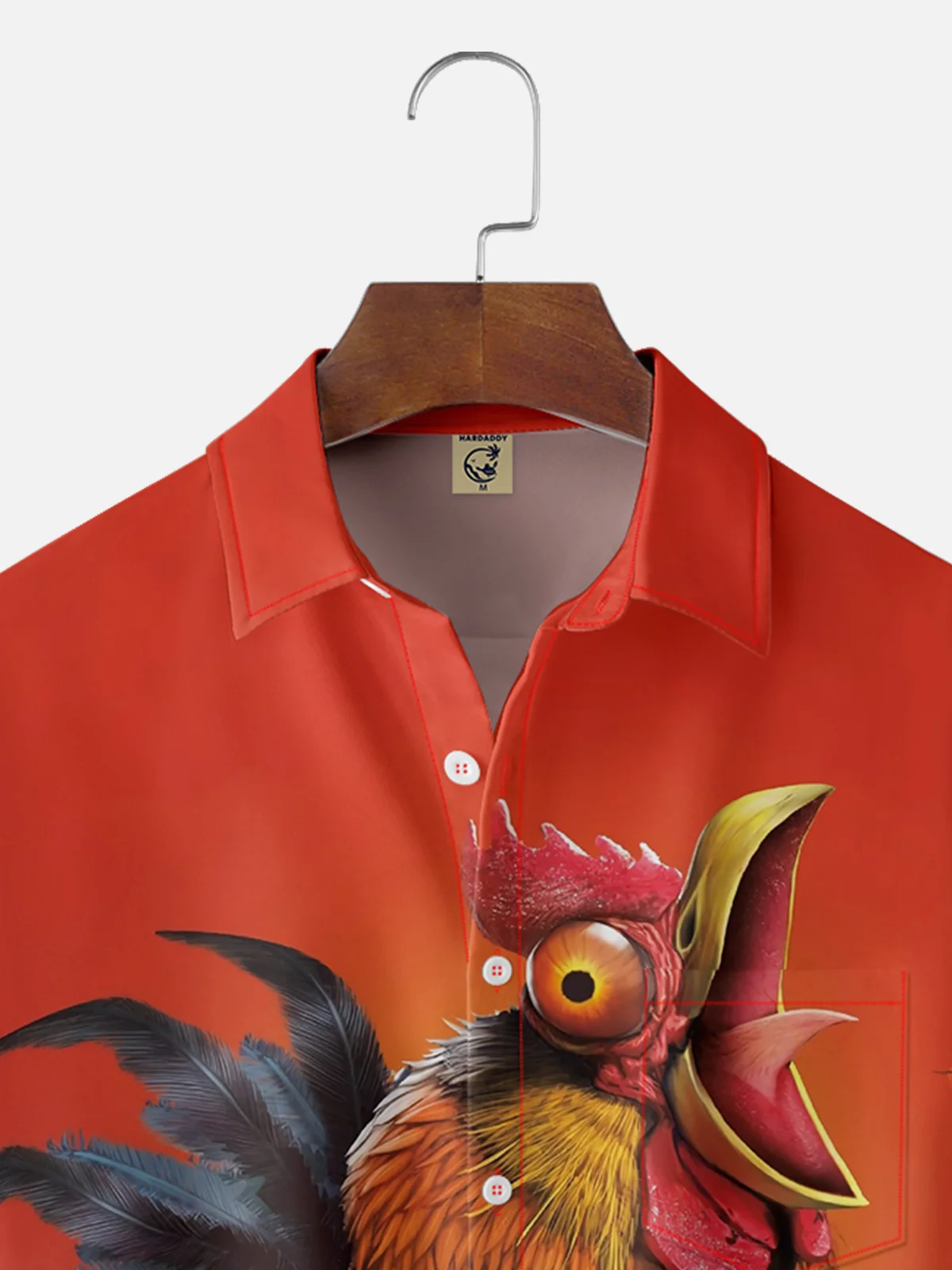 Moisture-wicking Rooster Funny Chest Pocket Casual Shirt