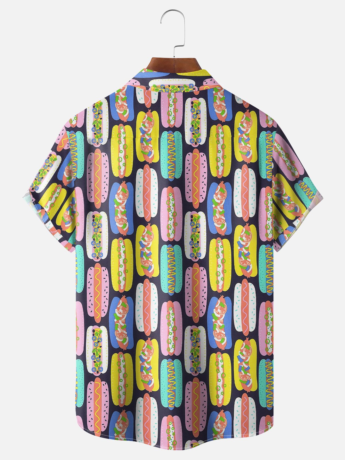 Moisture Wicking Hot Dog Chest Pocket Hawaiian Shirt