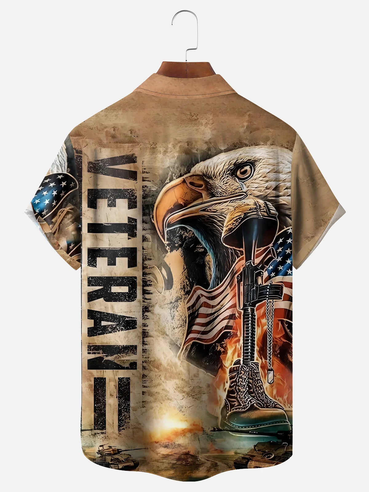 Moisture-wicking Memorial Day American Flag Chest Pocket Casual Shirt
