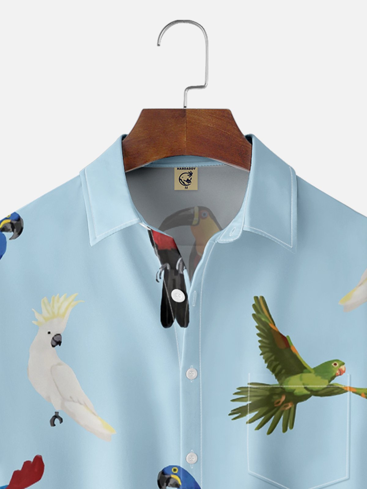 Moisture Wicking Parrot Toucan Chest Pocket Hawaiian Shirt