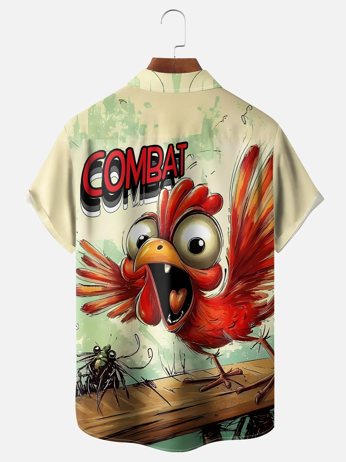 Moisture-wicking Combat Chicken Chest Pocket Hawaiian Shirt