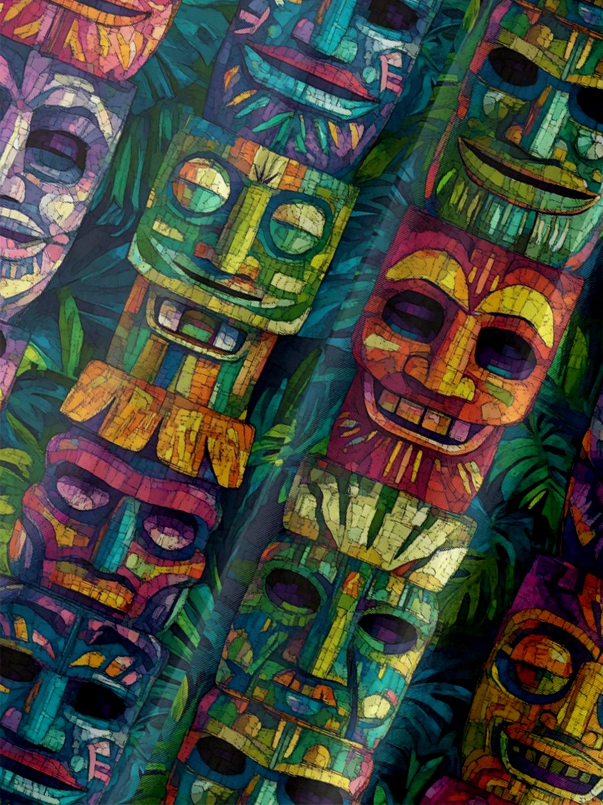 Moisture-wicking Tiki Chest Pocket Hawaiian Shirt