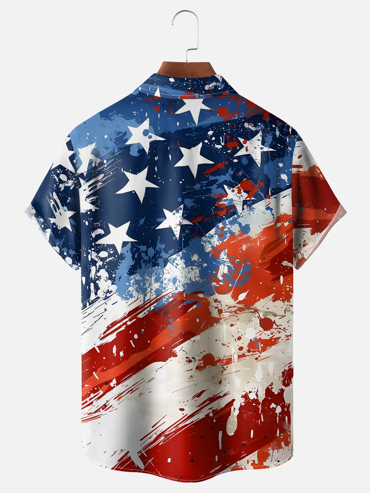 Moisture-wicking American Flag Oil Painting Ink Art Chest Pocket Casual Shirt
