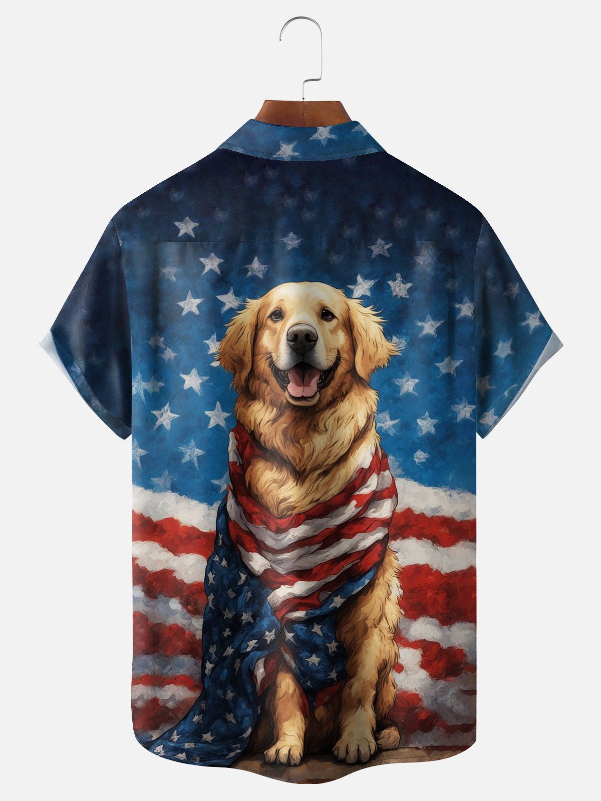 Moisture-wicking Independence Day American Flag Dog Chest Pocket Casual Shirt