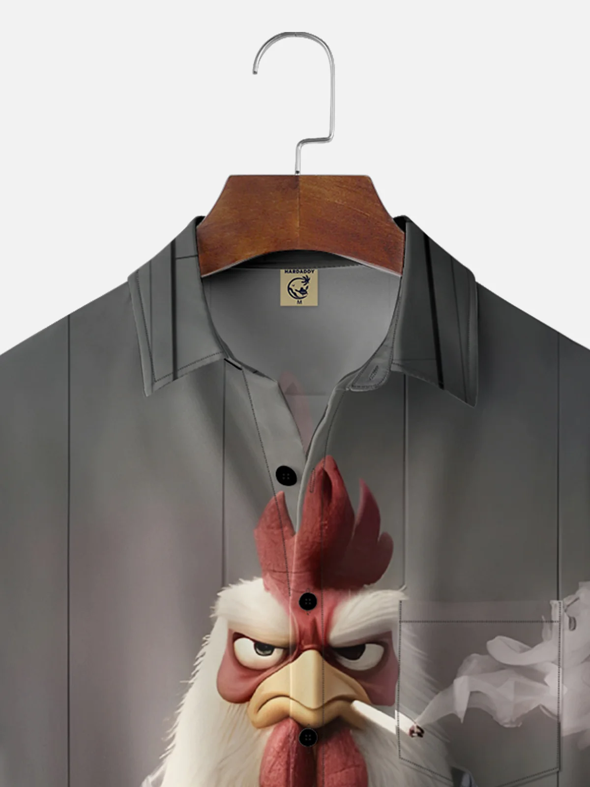 Moisture-wicking Coffee Smoking Chicken Chest Pocket Hawaiian Shirt
