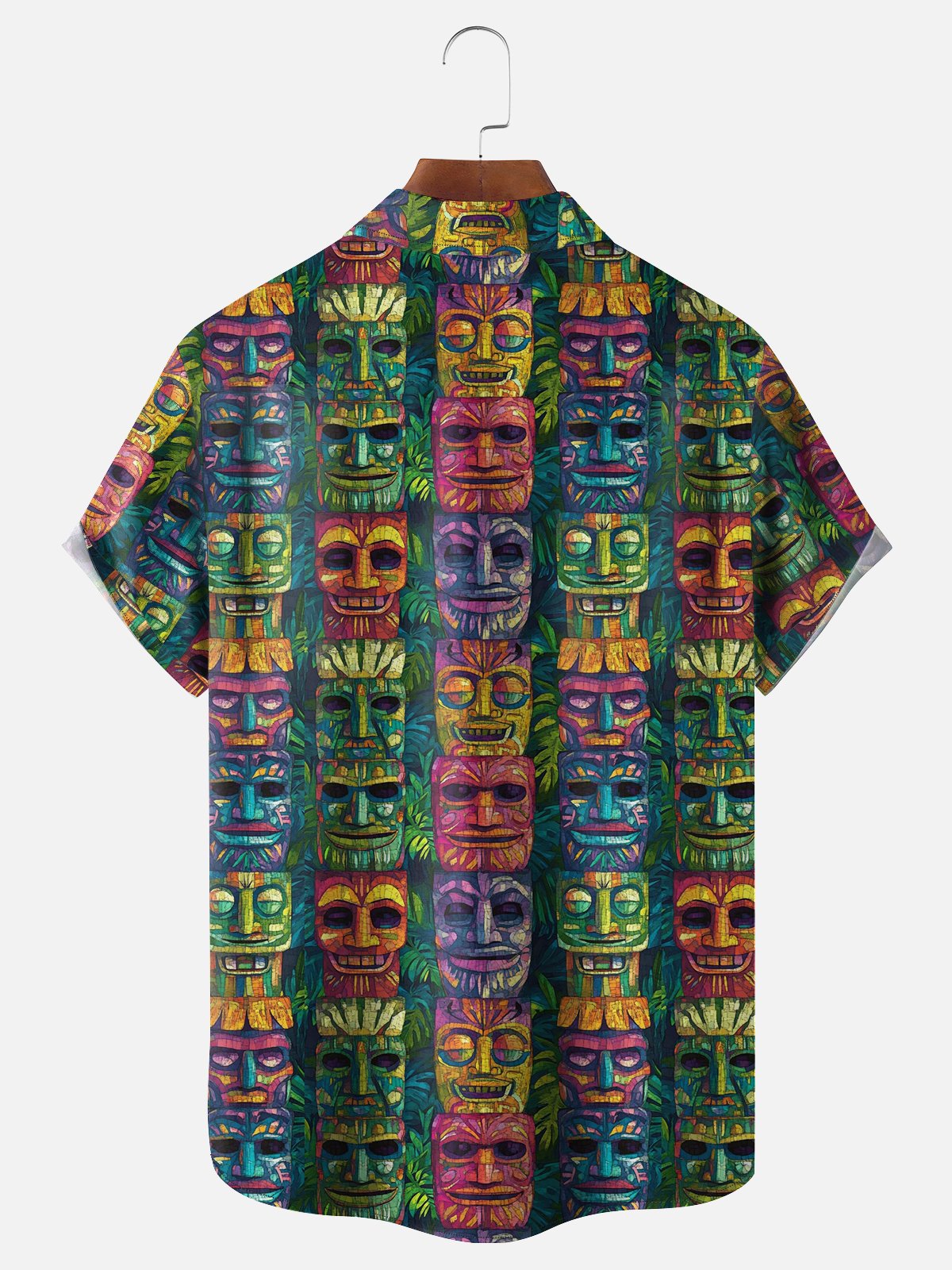 Moisture-wicking Tiki Chest Pocket Hawaiian Shirt