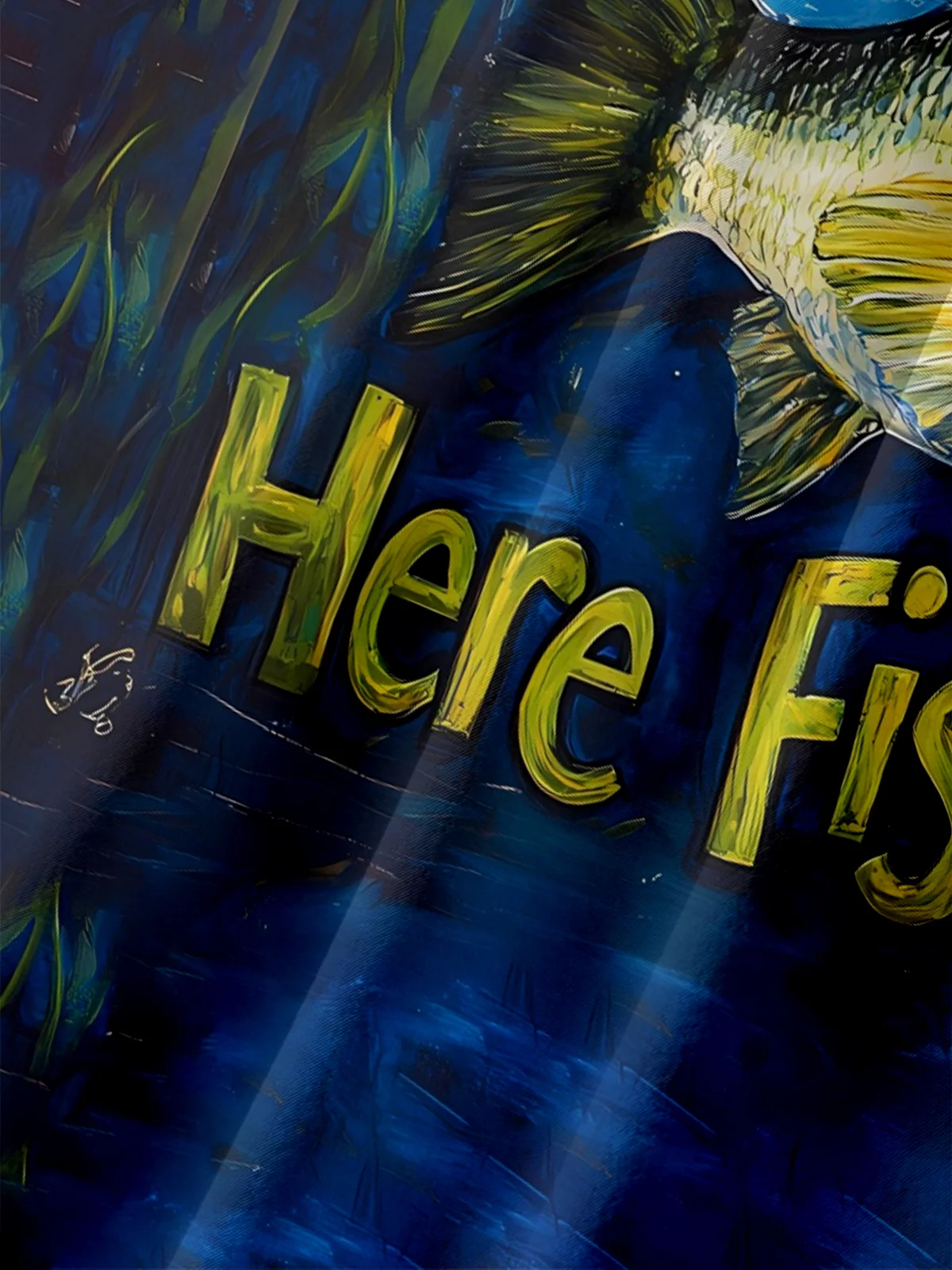 Moisture-wicking Here Fishy Chest Pocket Hawaiian Shirt