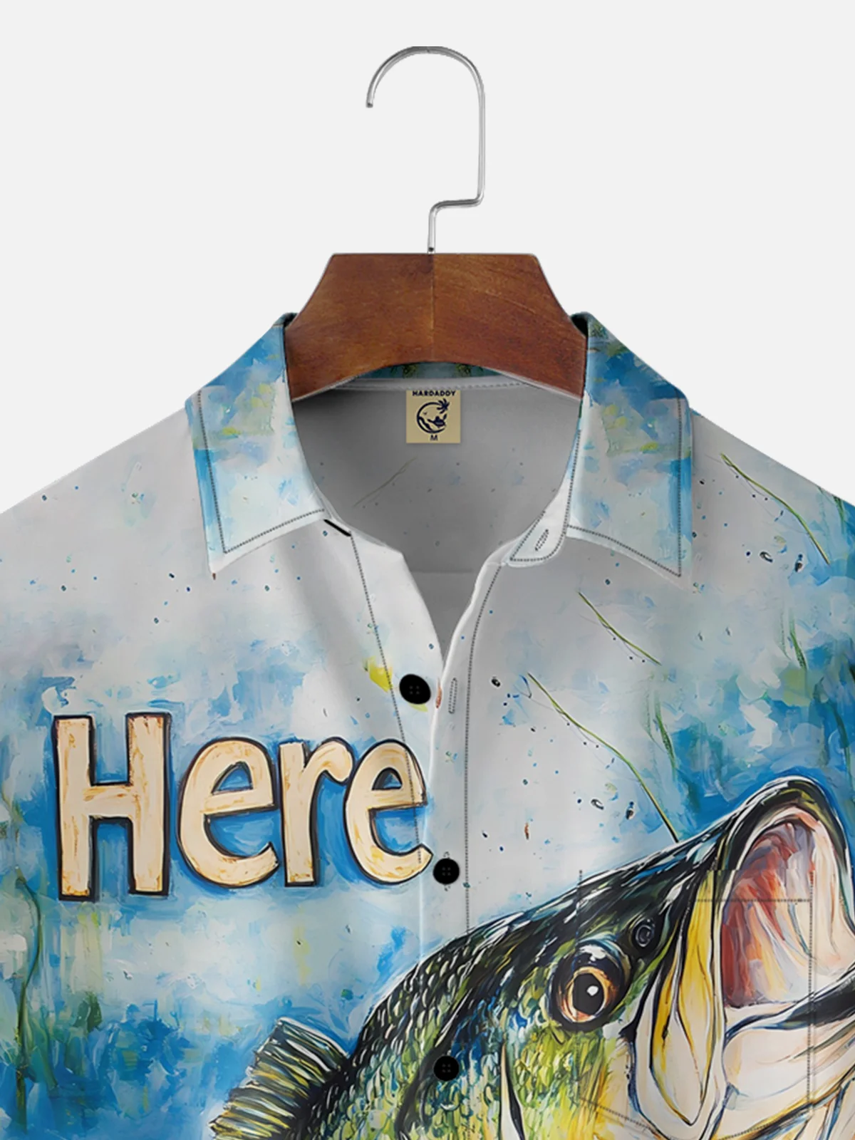 Moisture-wicking Here Fishy Chest Pocket Hawaiian Shirt