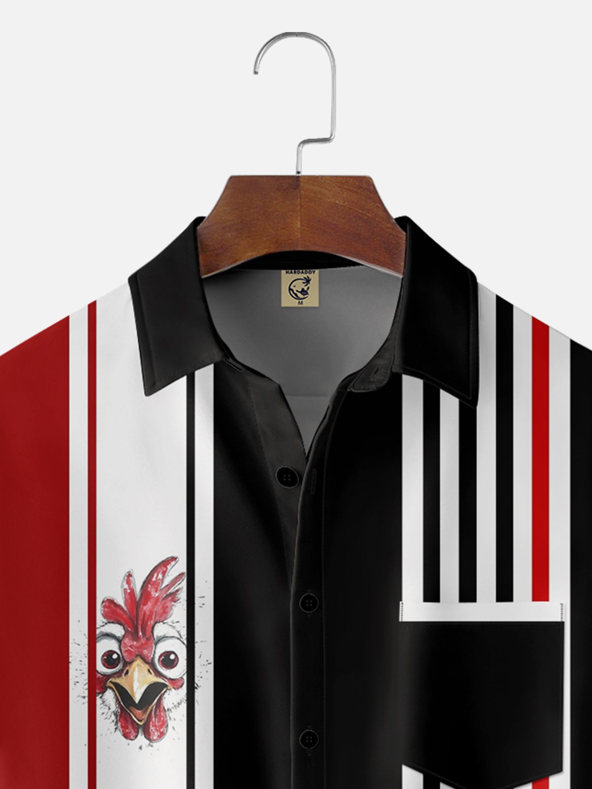 Moisture-wicking Breathable Chicken Chest Pocket Bowling Shirt