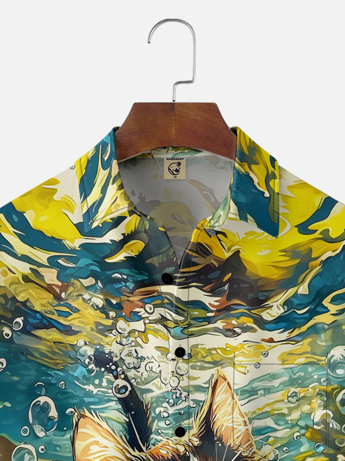 Moisture-wicking Cat and Fishes Chest Pocket Hawaiian Shirt