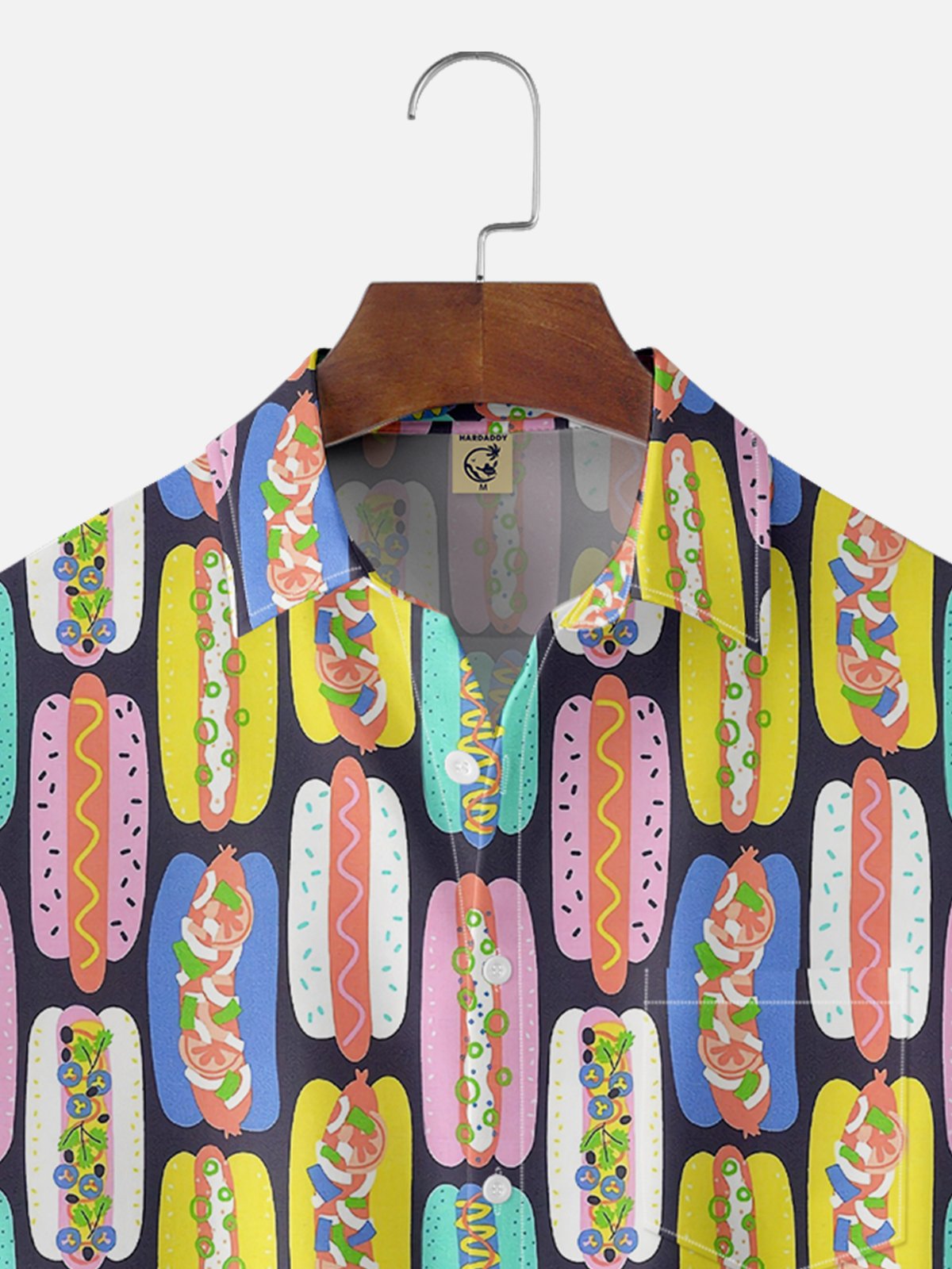 Moisture Wicking Hot Dog Chest Pocket Hawaiian Shirt