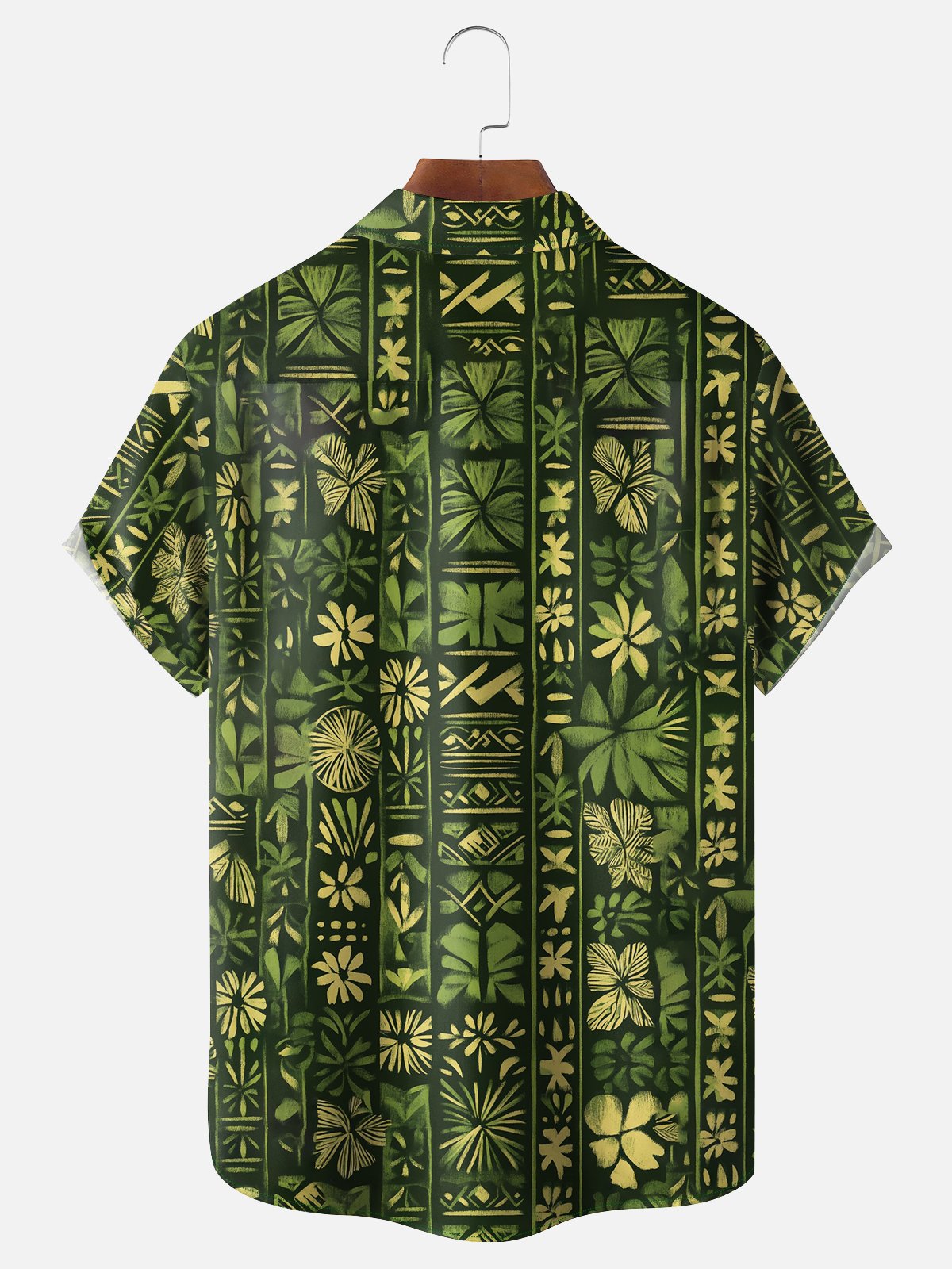 Moisture-wicking Tiki Chest Pocket Hawaiian Shirt