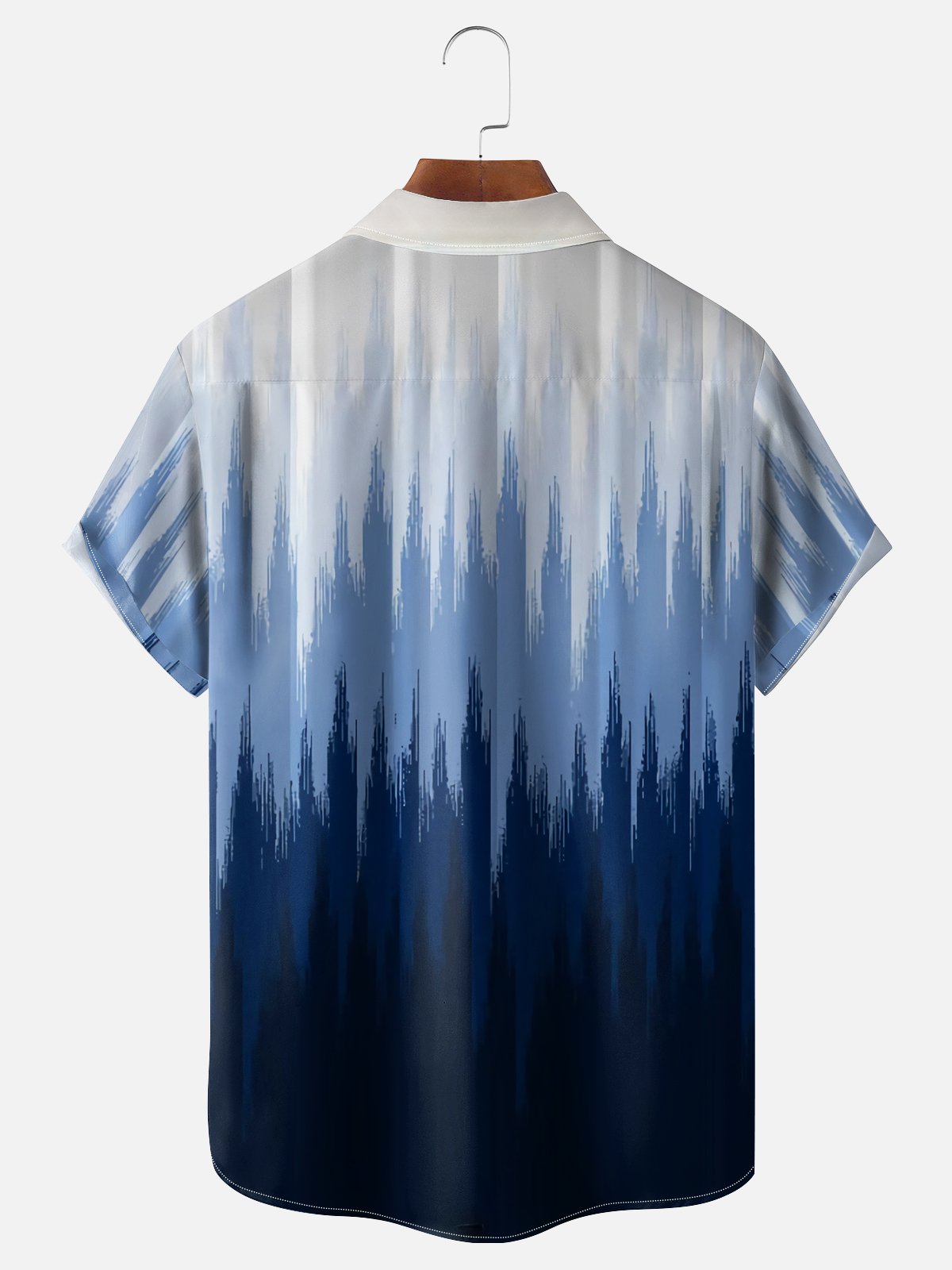 Moisture-wicking Gradient Color Striped Chest Pocket Casual Shirt