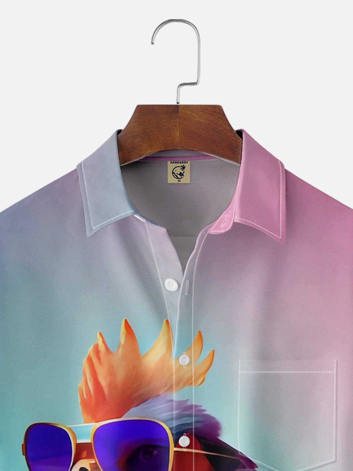 Moisture-wicking Gradient Color Chicken On Vacation Chest Pocket Casual Shirt