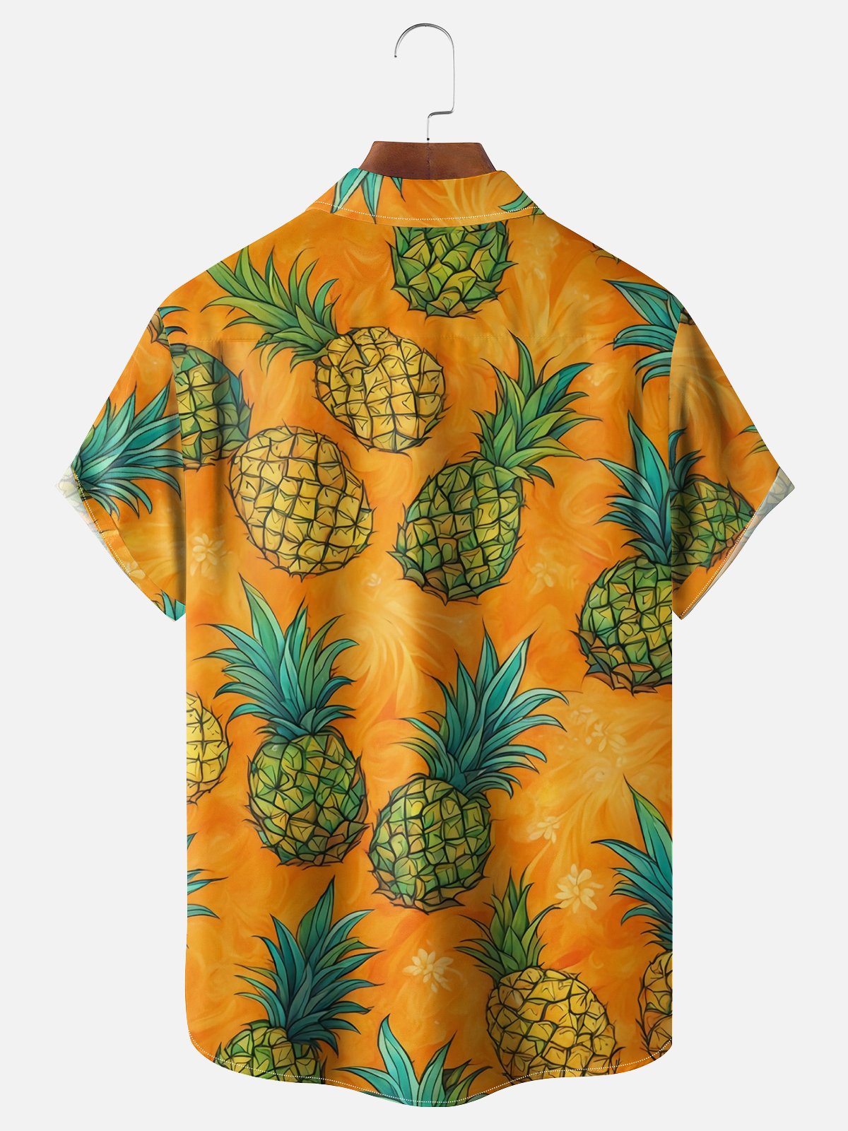 Moisture-wicking Pineapple Fruit Chest Pocket Hawaiian Shirt