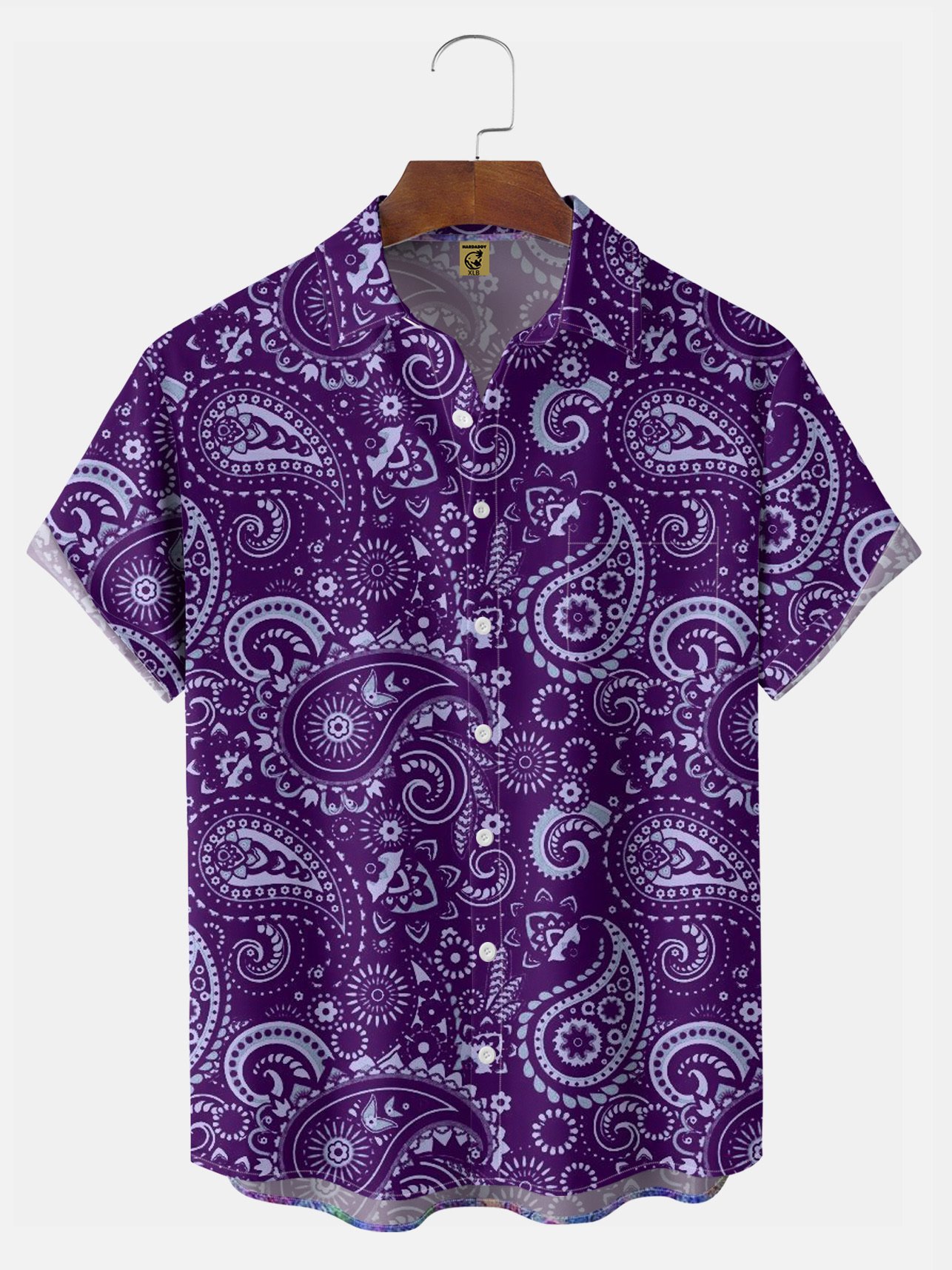 Big Size Moisture-wicking Paisley Floral Chest Pocket Casual Shirt