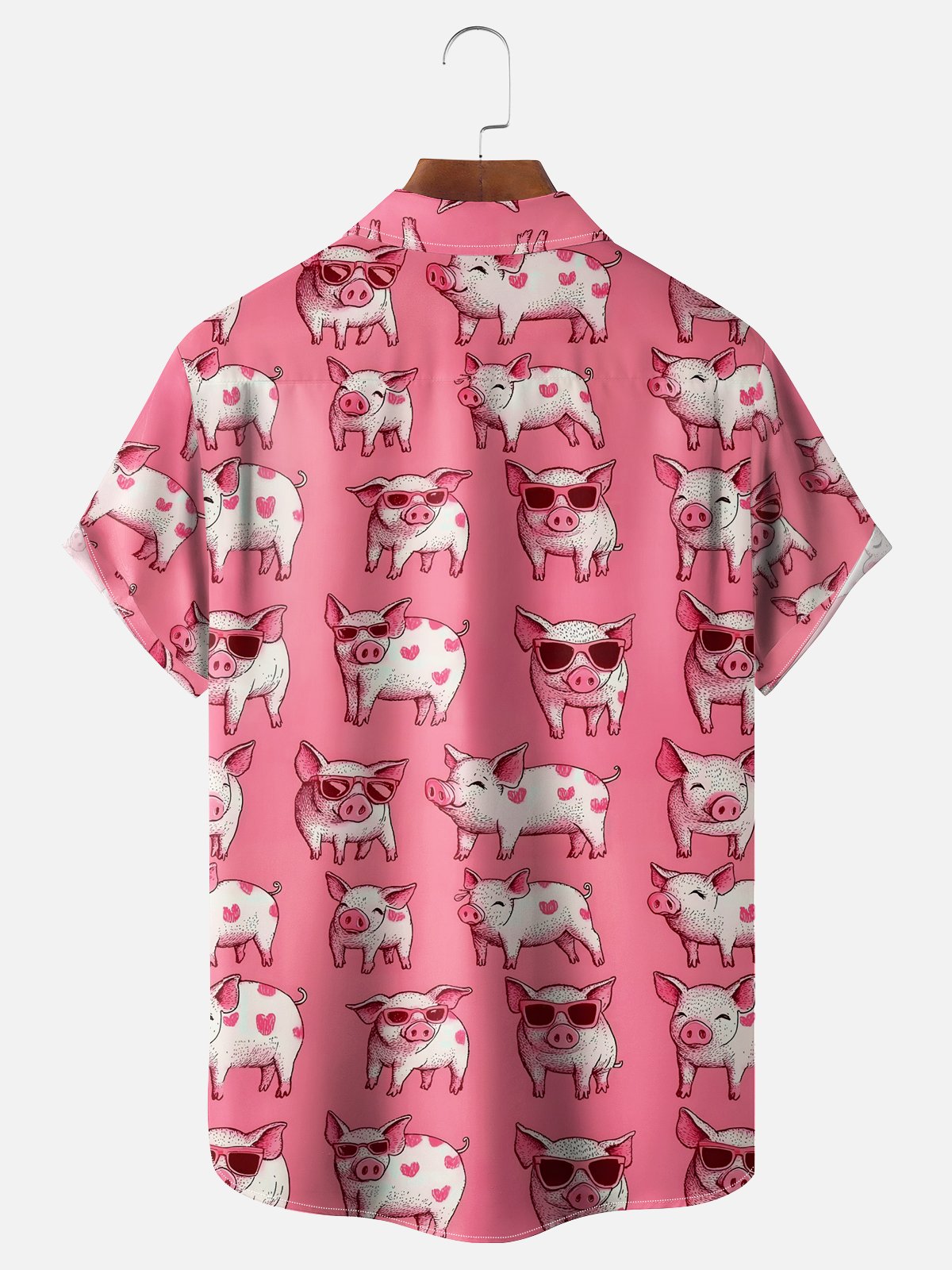 Moisture-wicking Cute Pig Chest Pocket Casual Shirt