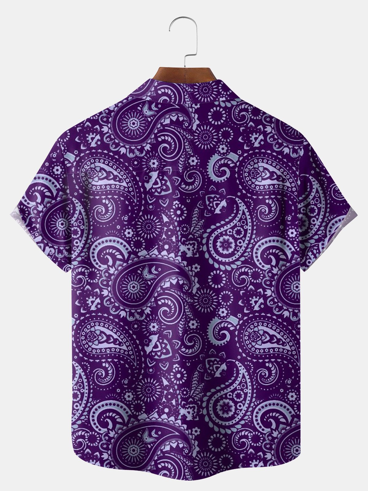 Big Size Moisture-wicking Paisley Floral Chest Pocket Casual Shirt