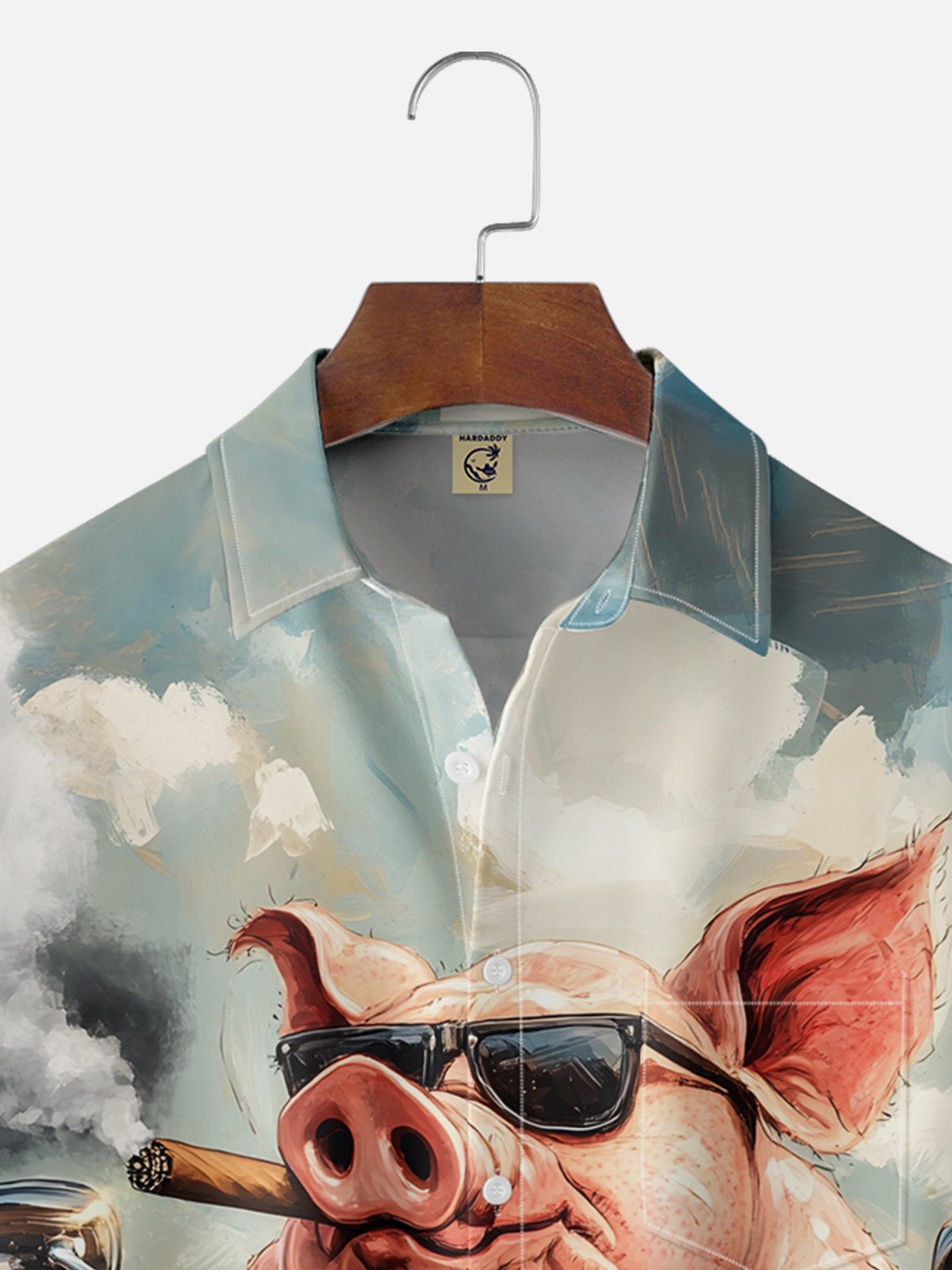 Moisture-wicking Pig Motorcycle Chest Pocket Casual Shirt