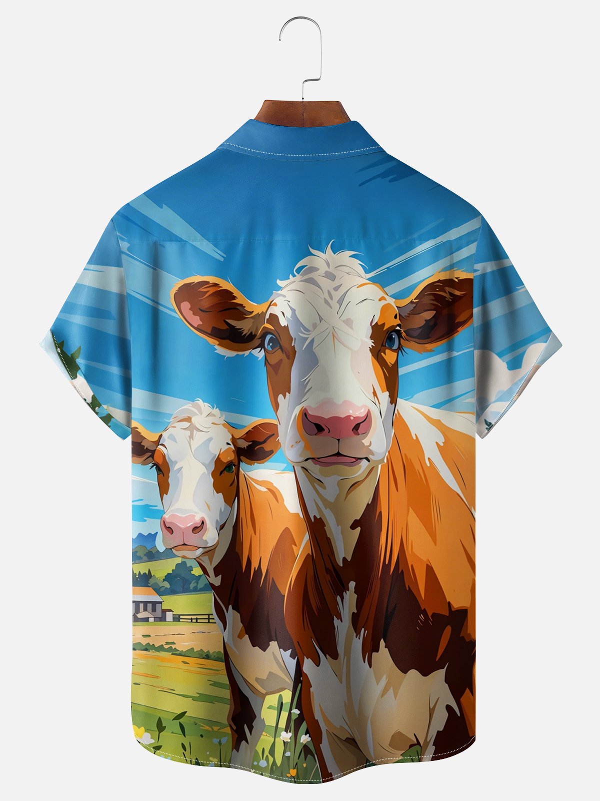 Moisture-wicking Dairy Cow Chest Pocket Casual Shirt